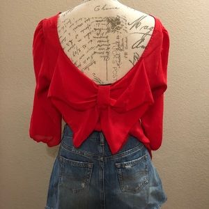 Red Bow Back Blouse